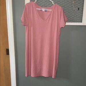 Pink Rose Ribbed V-Neck Top